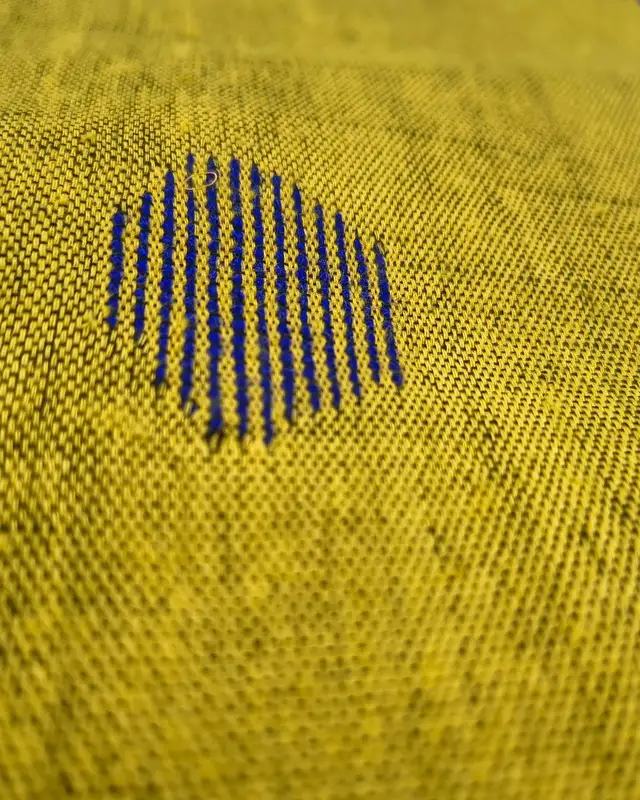 Khadi Cotton Handloom Saree Butta Design - Mustard Yellow