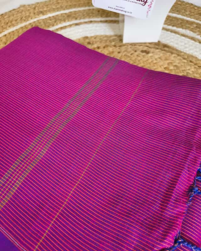 Khadi Cotton Handloom Saree Zari Woven - Dark Purple