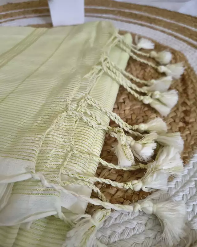 Khadi Cotton Handloom Saree Zari Woven - Yellowish White