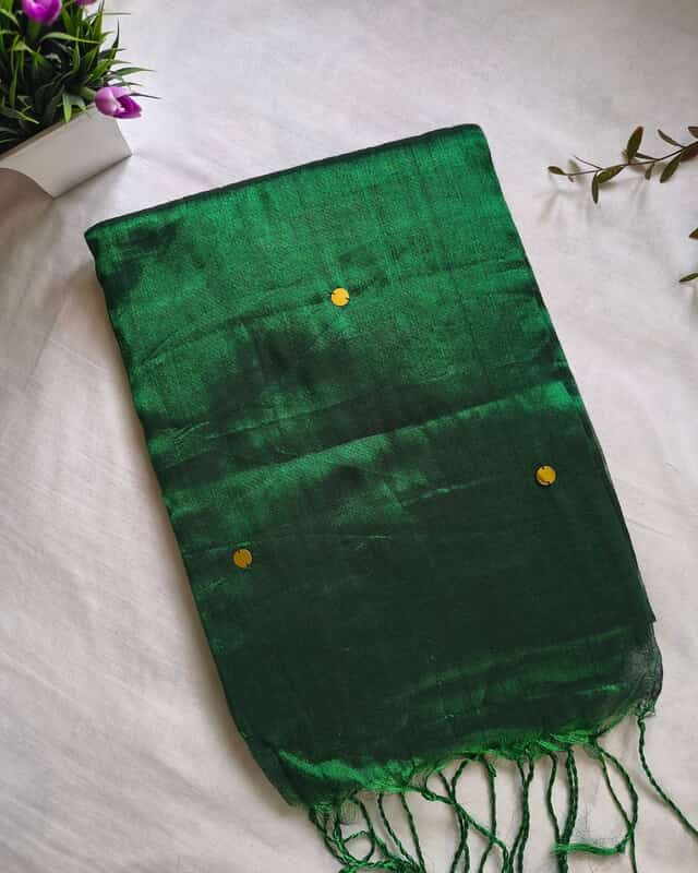 Pure Khadi Tissue Saree with Coin design - Green