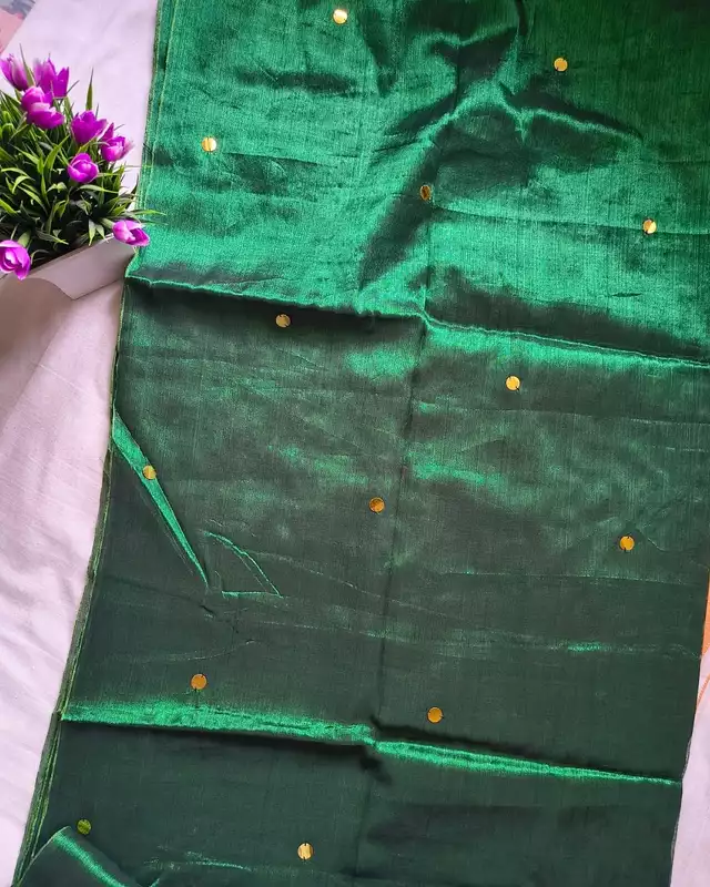 Pure Khadi Tissue Saree with Coin design - Green