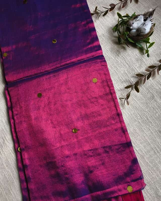 Pure Khadi Tissue Saree with Coin design - Magenta Purple