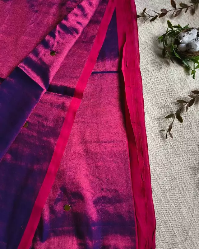 Pure Khadi Tissue Saree with Coin design - Magenta Purple