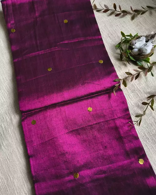 Pure Khadi Tissue Saree with Coin design - Wine