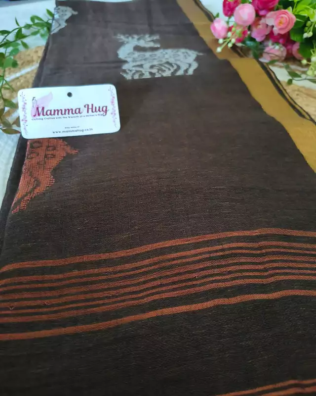 Linen By Linen Handloom Saree - Brown