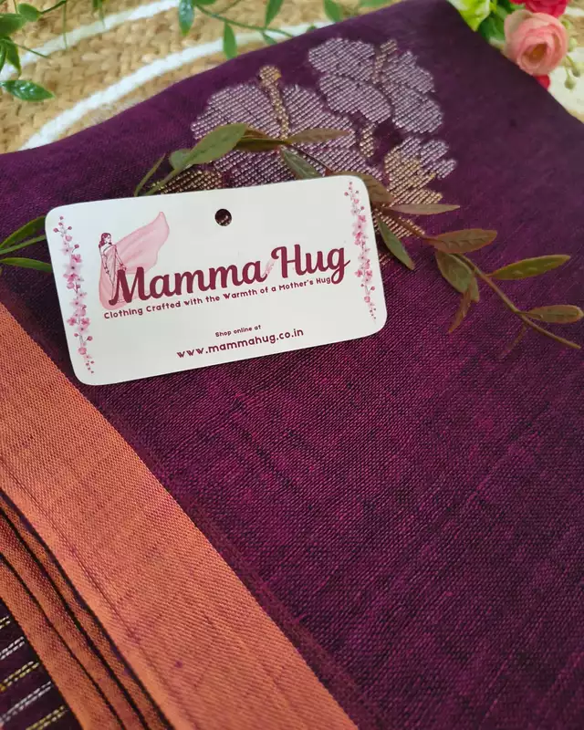 Linen By Linen Handloom Saree - Dark Purple