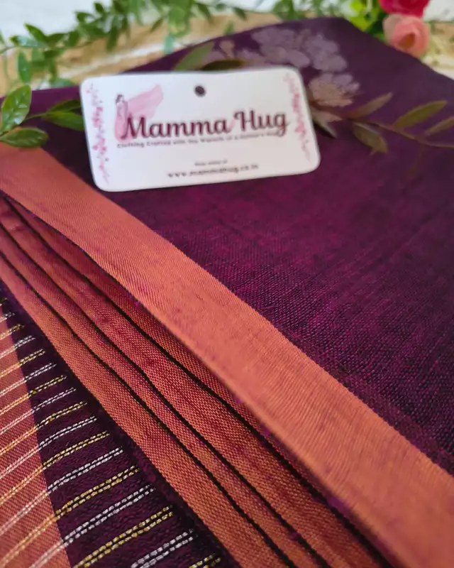 Linen By Linen Handloom Saree - Dark Purple