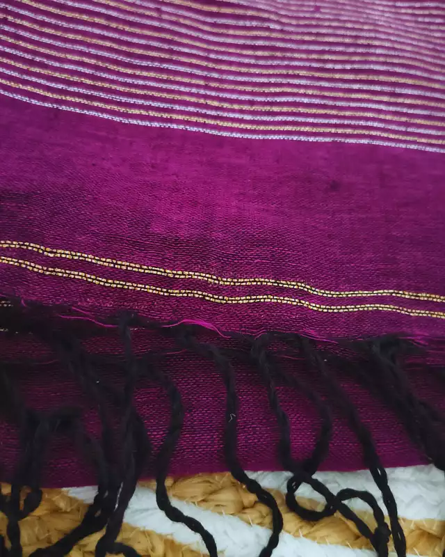 Linen By Linen Handloom Saree - Dark Purple