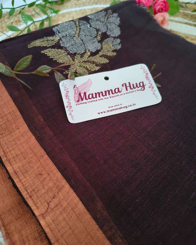 Linen By Linen Handloom Saree - Maroon