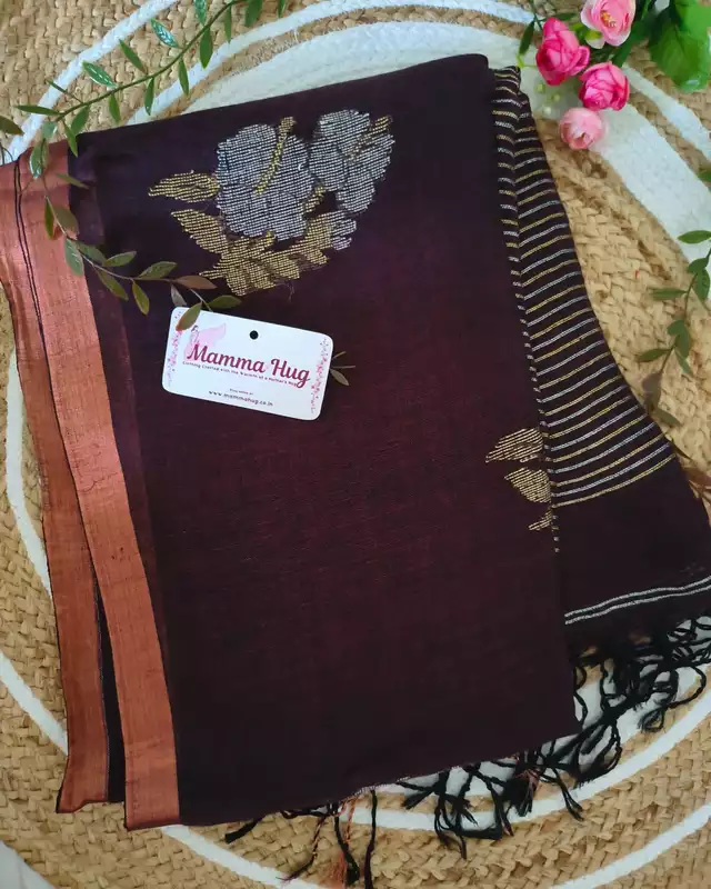 Linen By Linen Handloom Saree - Maroon