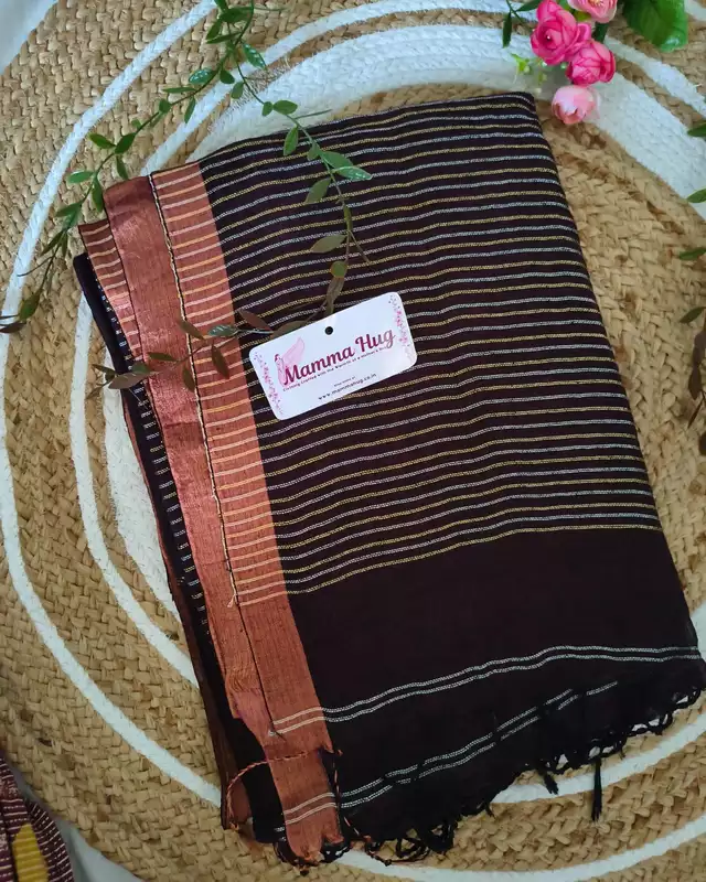 Linen By Linen Handloom Saree - Maroon
