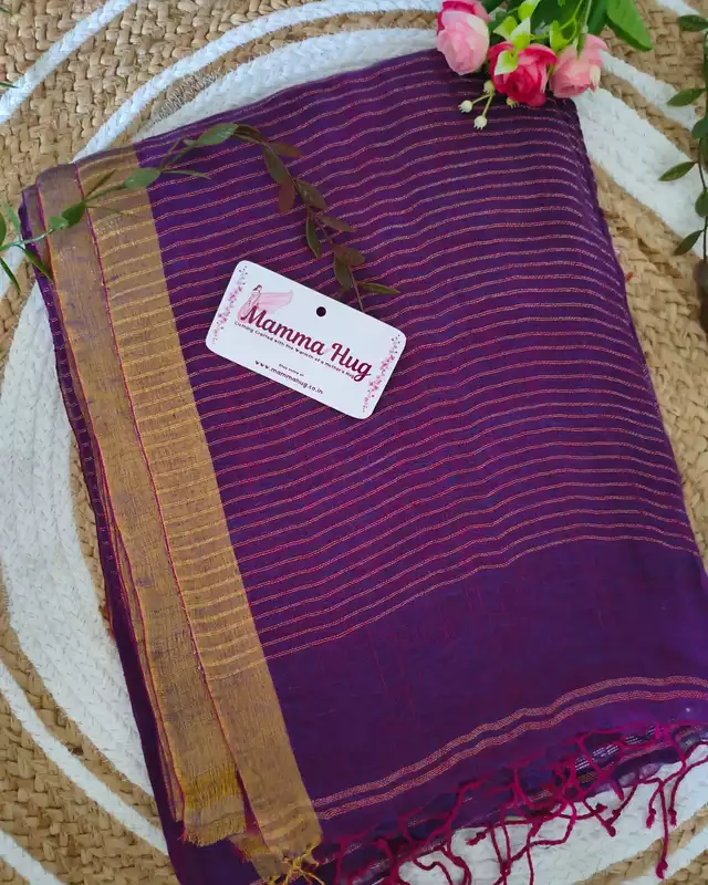 Linen By Linen Handloom Saree - Purple