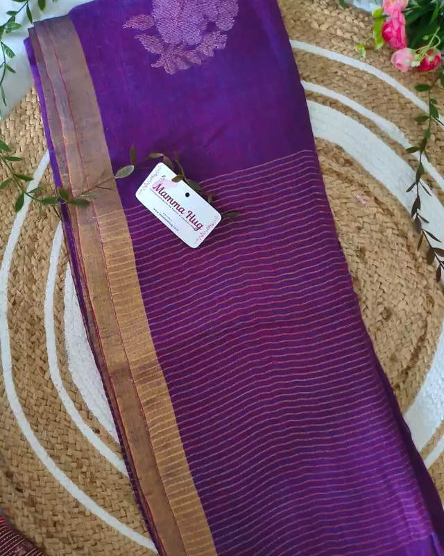 Linen By Linen Handloom Saree - Purple