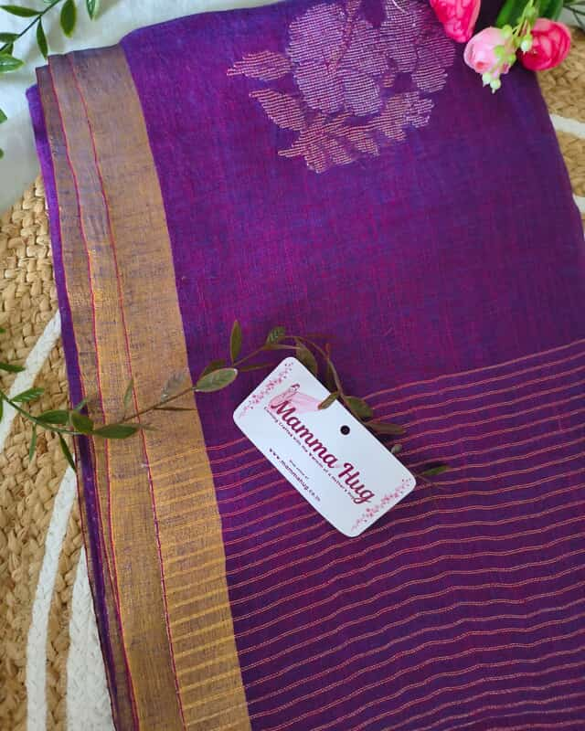 Linen By Linen Handloom Saree - Purple