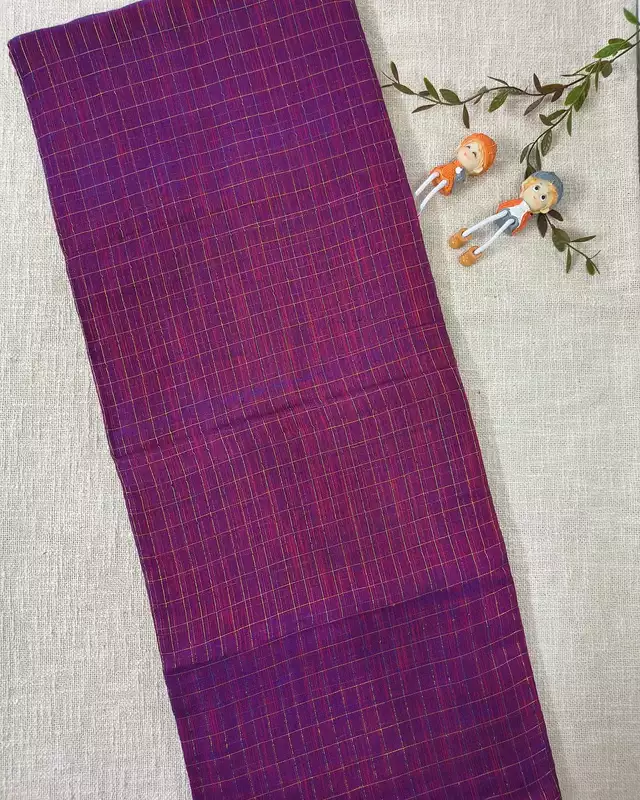 Linen By Linen Handloom Saree Floral Jamdhani Weaving - Purple