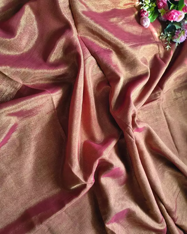 Linen Tissue Saree Plain - Orange Dual Shade