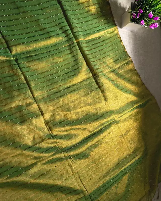 Soft Linen Tissue Saree with Sequins - Green
