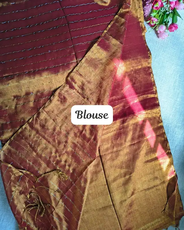 Soft Linen Tissue Saree with Sequins - Sunset