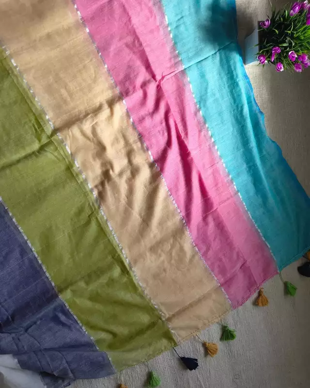 Mul Cotton Handloom Saree - Multicolor Stripes