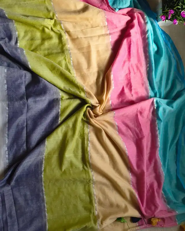 Mul Cotton Handloom Saree - Multicolor Stripes