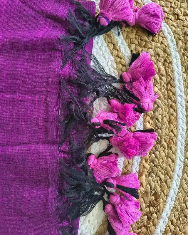 Mul Cotton Handloom Saree with Sequins - Purple