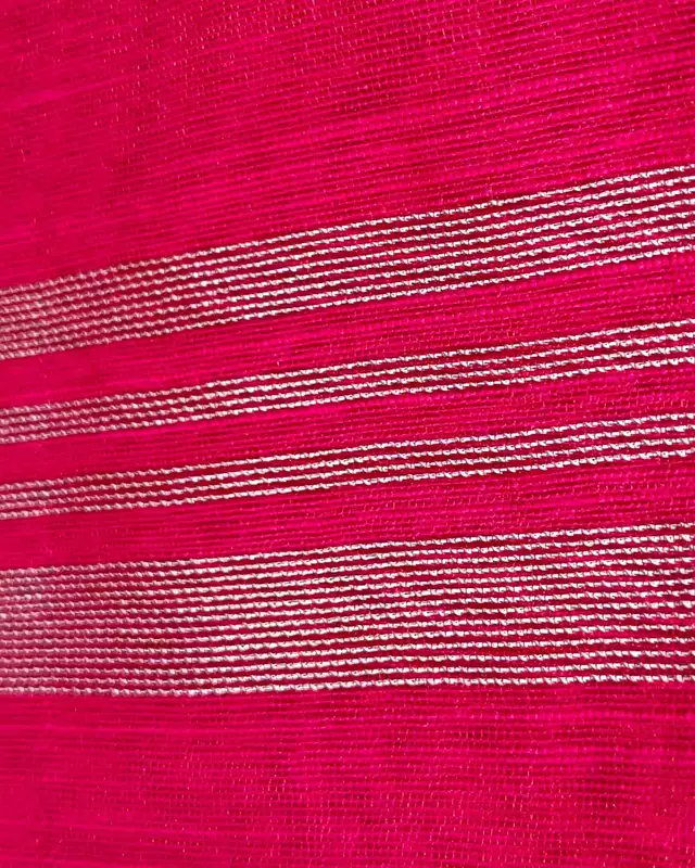 Silk Cotton Handloom Saree Silver Zari Border - Rani Pink