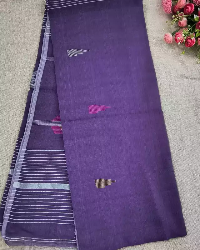 Silk Cotton Handloom Saree Woven with Silver Zari - Purple