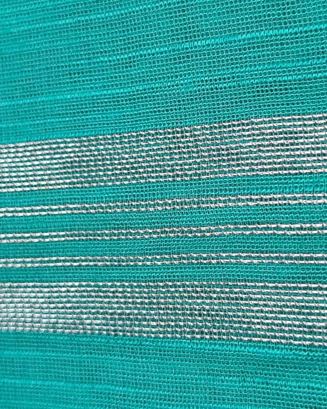 Silk Cotton Handloom Saree Silver Zari Border - Teal Green
