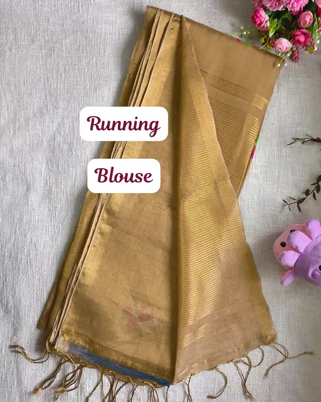 Handloom Tussar Tissue with Jamdhani Woven Design - Golden